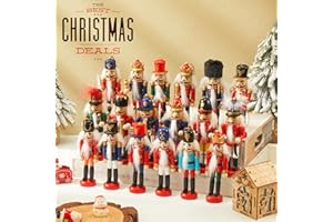 Liliful Christmas Nutcracker Ornament Set 18 Pcs Nutcracker Soldier Christmas Decoration Wooden Hanging Ornaments for Xmas Tree Figure Puppet Toy Present(Classic Style)