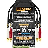 1 Foot RCA Cable Pair - WBC-PRO-LOCAP Low-Capacitance (14pF/ft) 22 AWG Ultra-Silent Audiophile &amp; Professional-Grade Audio Interconnect Cable with Amphenol ACPR Gold RCA Plugs &amp; Black Tweed Jacket