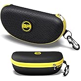 BLUPOND Knight Visor Large Sunglasses Case with Metal Carabiner & Zipper - EVA Semi Hard Frame Glasses Case for Men & Women