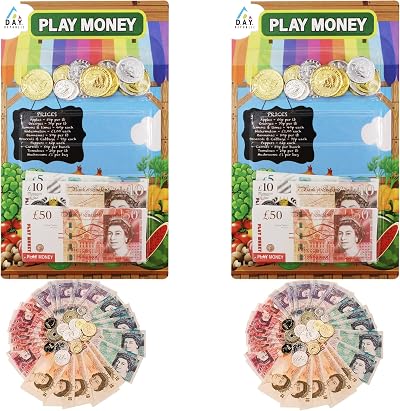 Navoys Sterling Pound Play Money Currency Educational Set 2pk UK Coins Notes