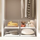 Vaela 4 Pack Stackable Closet Organizers and Storage Shelves,Transparent Multifunctional &amp;Foldable Sweater Storage for Closet, Bathroom, Kitchen, Cupboard, Laundry Room, and Office