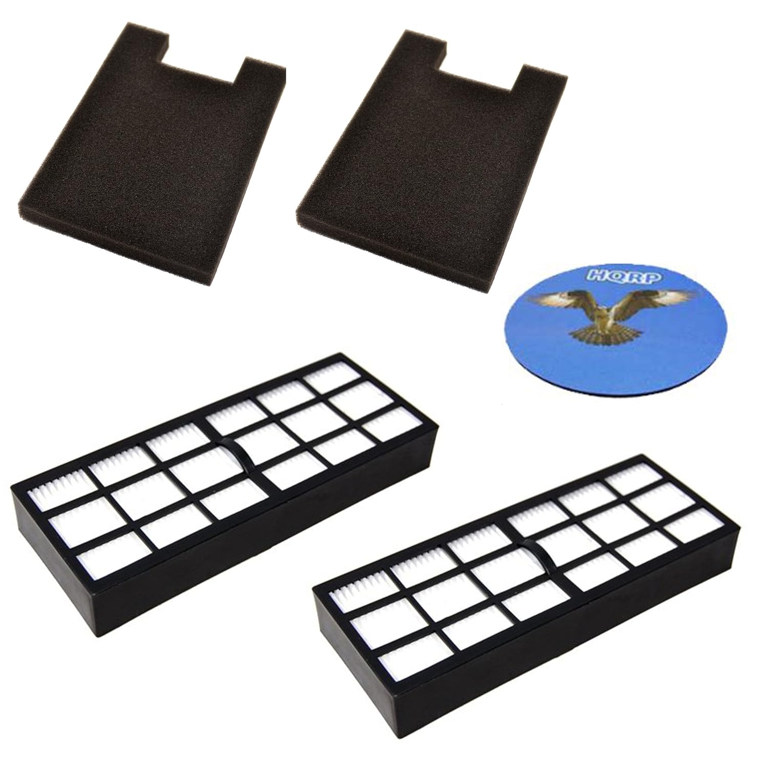 HQRP 2-Pack Filter Kit for Eureka DCF-16 62736 62736A E-62736 & Eureka HF-7 61850 61850F (61850A 61850B 39524) Replacement Coaster