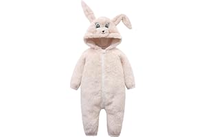 Hikido Baby Fleece Winter Outfits Cute Cartoon Comfy Costume Fluffy Romper for 0-18M
