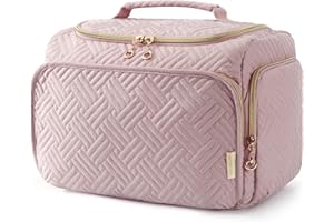BAGSMART Travel Toiletry Bag for Women, Cosmetic Bag Makeup Bag Organizer with Handle, Travel Bag for Toiletries, Travel Accessories, Full Sized Container