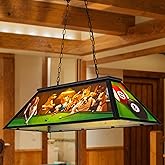 Wellmet Tiffany Pool Table Light, Dogs Playing Billiards Lights for 7' 8' 9' Pool Table, 3 Lights Billiard Fixture Hanging Pe