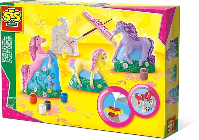SES Creative 01356 Gipsfiguren Pferde, gelb