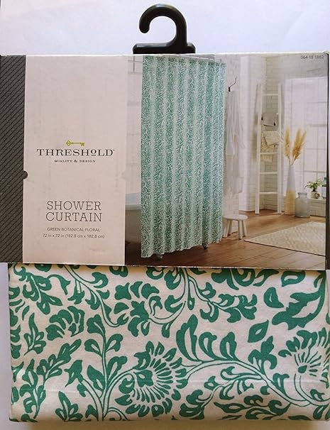 Threshold Green Botanical Floral Shower Curtain Amazon In