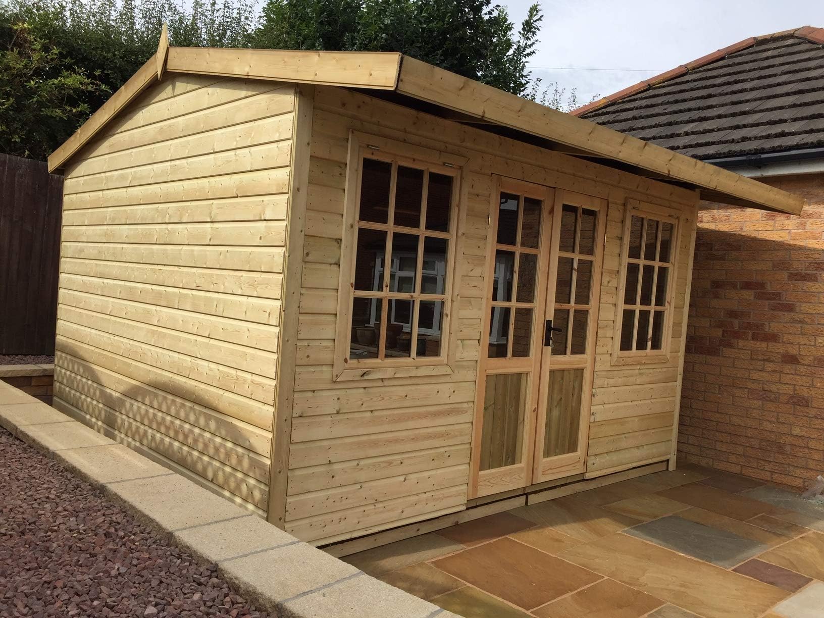 Shedology 14x10 (4.2 x 3m) Heavy Duty Tanalised Apex Georgian Summer House, Summerhouse, Shed, Sheds