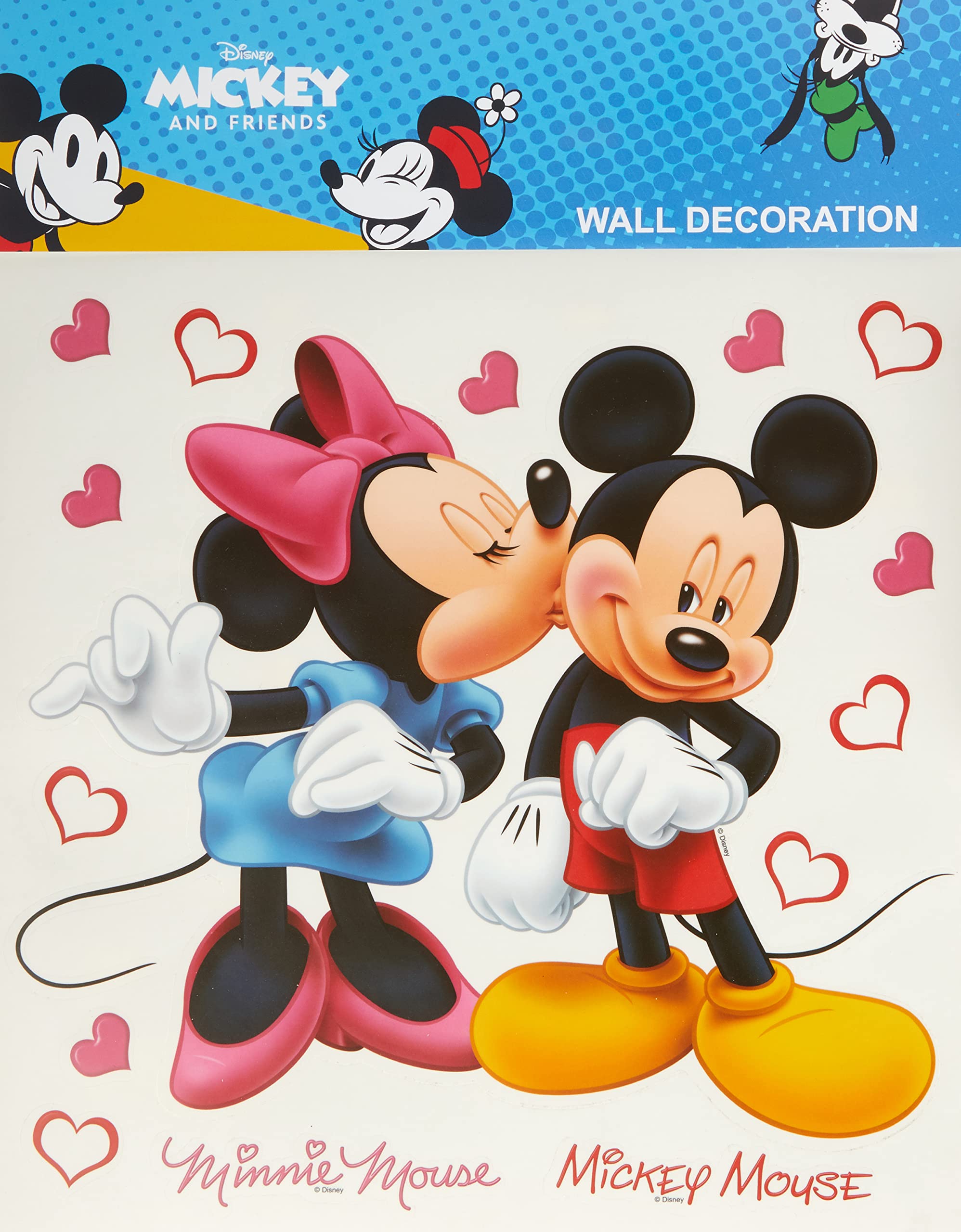 mickey mouse&minnie AG Design - Wall Sticker Self Adhesive - Disney Mickey Mouse wall Decal, part DKs 085, Multi-Colour, 30 x 30 cm/12 x 12-Inch