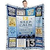 Sqovulw Gifts for 13 Year Old Boy, 13th Birthday Gifts for Boys, 13 Year Old Boy Birthday Gifts Ideas, Coolest Birthday Gift for 13 Yr Olds Boys, 13th Bday Decorations Throw Blanket 60x50 Inch