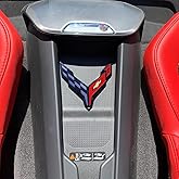 C8 Corvette Waterfall Wireless Phone Charging Bay Crossed Flag Emblem Decal - 4.5" x 4.5" Logo USA Made for 2020-2026 Corvettes (Black)