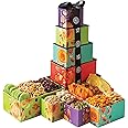 Dried Fruits & Nuts Tower with Black Ribbon Gift Basket, 5 Tier Gourmet Arrangement Platter, Healthy Kosher Snack Box for Bir