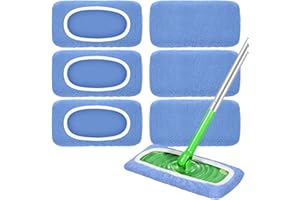 LOVECO Reusable Mop Pads Compatible with Swiffer Sweeper Mop, Microfiber Dry Sweeping Cloths & Machine Washable Wet Pads Refill for Use on All Sealed Floors - Stone, Hardwood, Laminate & Tile (6 Blue)