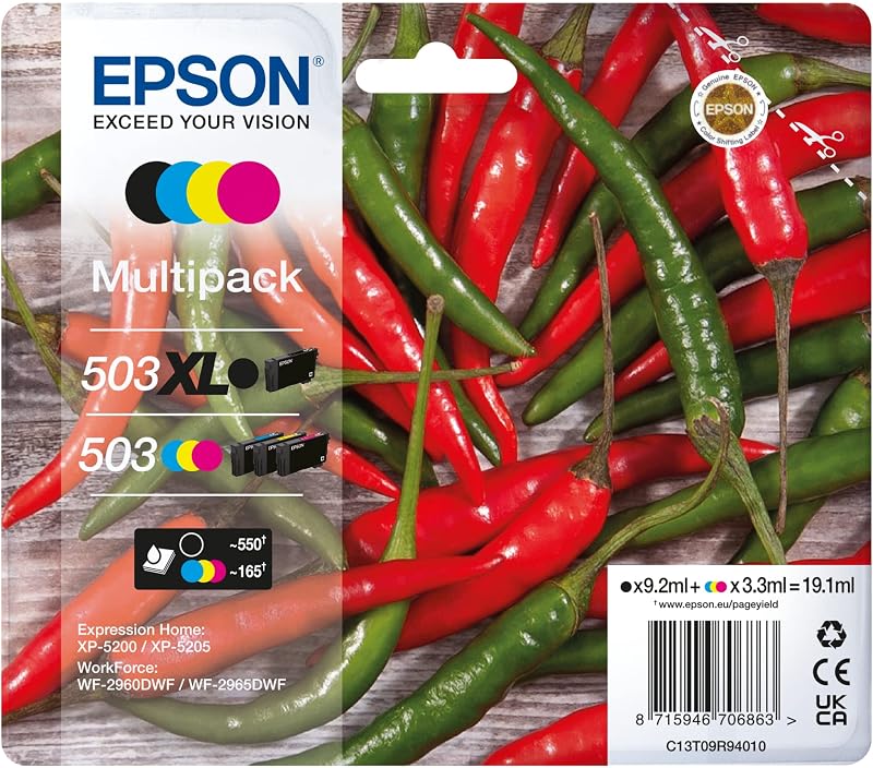 Epson 503XL Chillies Ink Cartridges CMYK WorkForce Expression