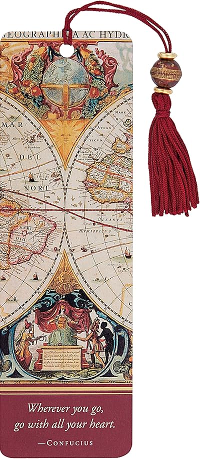 Peter Pauper Press Old World Beaded Bookmark Antique Map Design