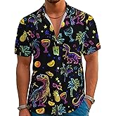 DFZ Funny Hawaiian Shirts for Men Summer Beach Short Sleeve Button Down Shirt Theme Party Shirt