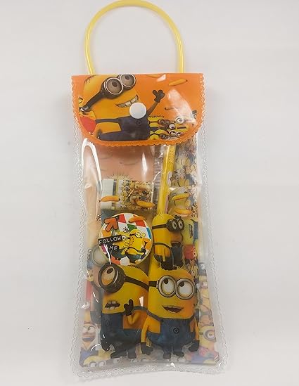 GOYAL Minion Stationery pouch set with pencil, rubber, sharpner and scale (set of 6)