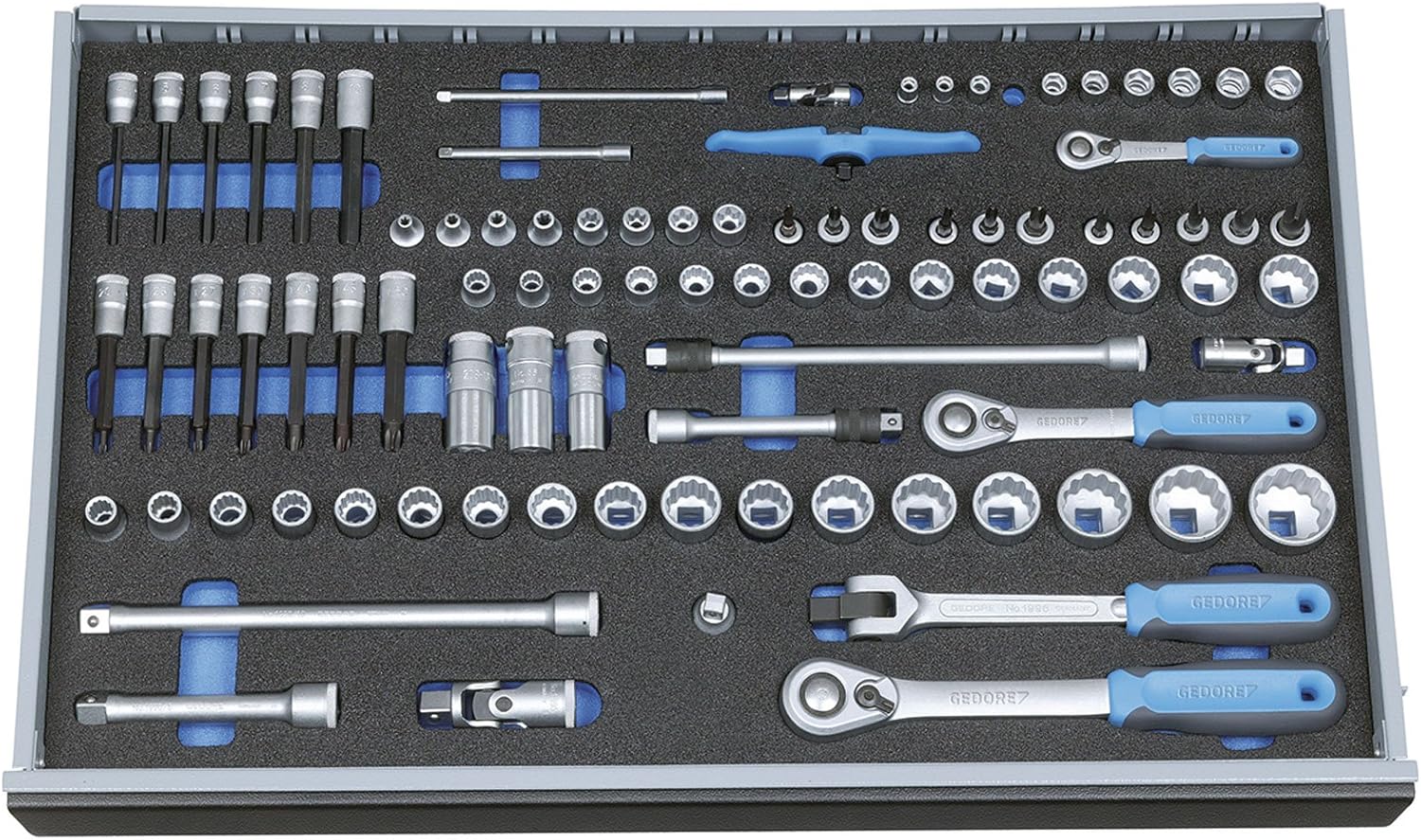 Gedore Socket Set 1/4-Inch, 3/8-Inch, 1/2 Inch in CT Module, 2005 CT4 4/4 - 20, Coloured