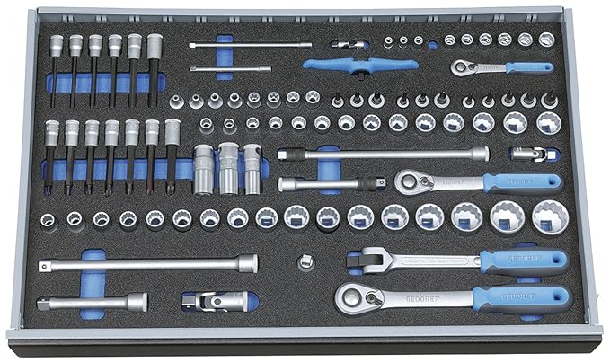 GEDORE 2005 CT4-U-20 Steckschlüssel-Satz 1/4'-3/8'-1/2' in Check-Tool-Modul, 91-TLG