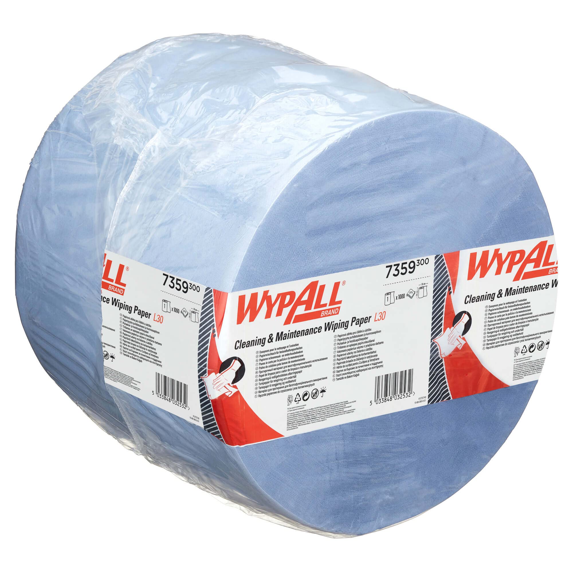 WypAll Blue L30 Cleaning & Maintenance Wiping Paper 7359 - Extra Wide & Long Jumbo Roll - 1 Blue Roll x 1,000 3 Ply Paper Wipers