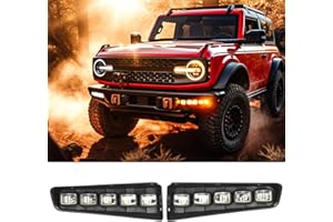 KSGMFED Fog Lights fit Ford Bronco 2021-2024 2/4-Door,Amber/Clear Fog Light Assemblies Daytime Running Lights