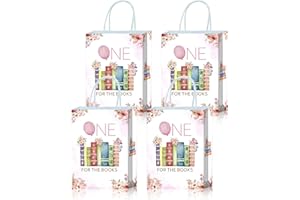 Roselush 16Pcs One for the Books 1st Birthday Theme Treat Goodie Bags - Book Gift Snack Party Favor Bags for First Chapter On
