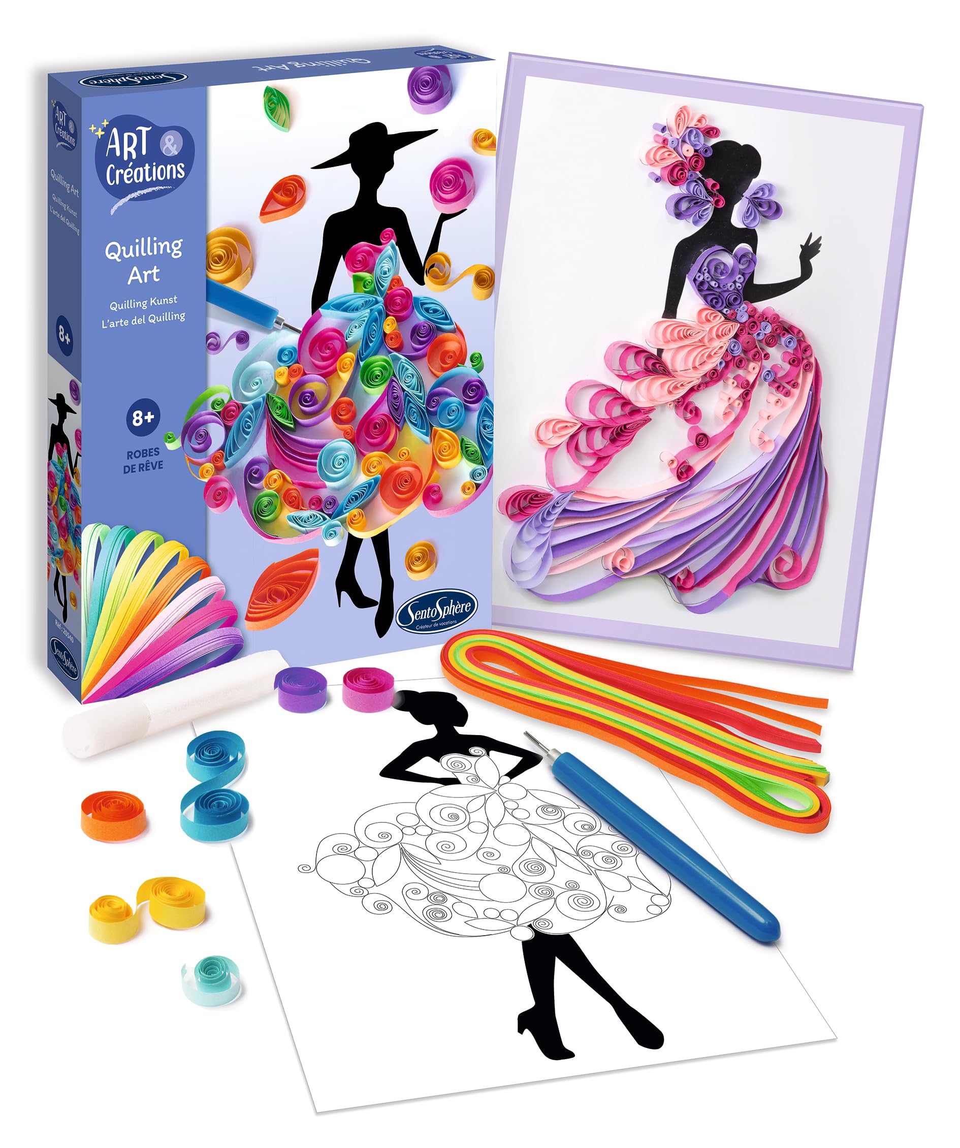 Sentosphere 3920540 Craft Set, Quilling Art Dress, Creative Set for Children and Adults, DIY, Paper Crafts, Fashion, Fashion