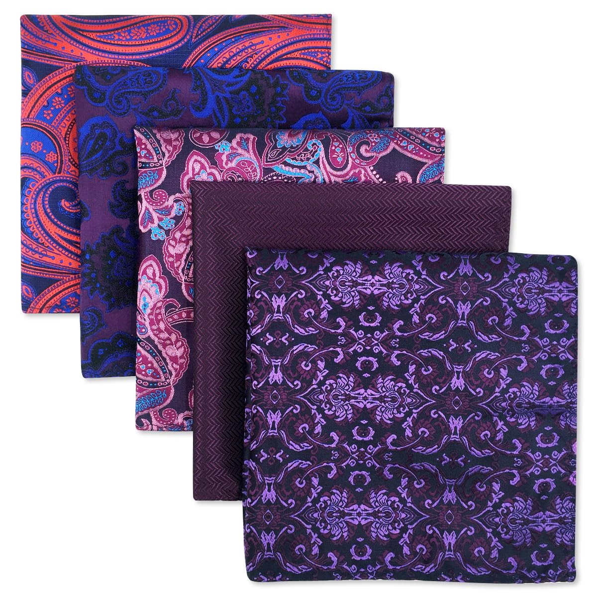 SHLAX&WING 5 Pieces Assorted Mens Silk Pocket