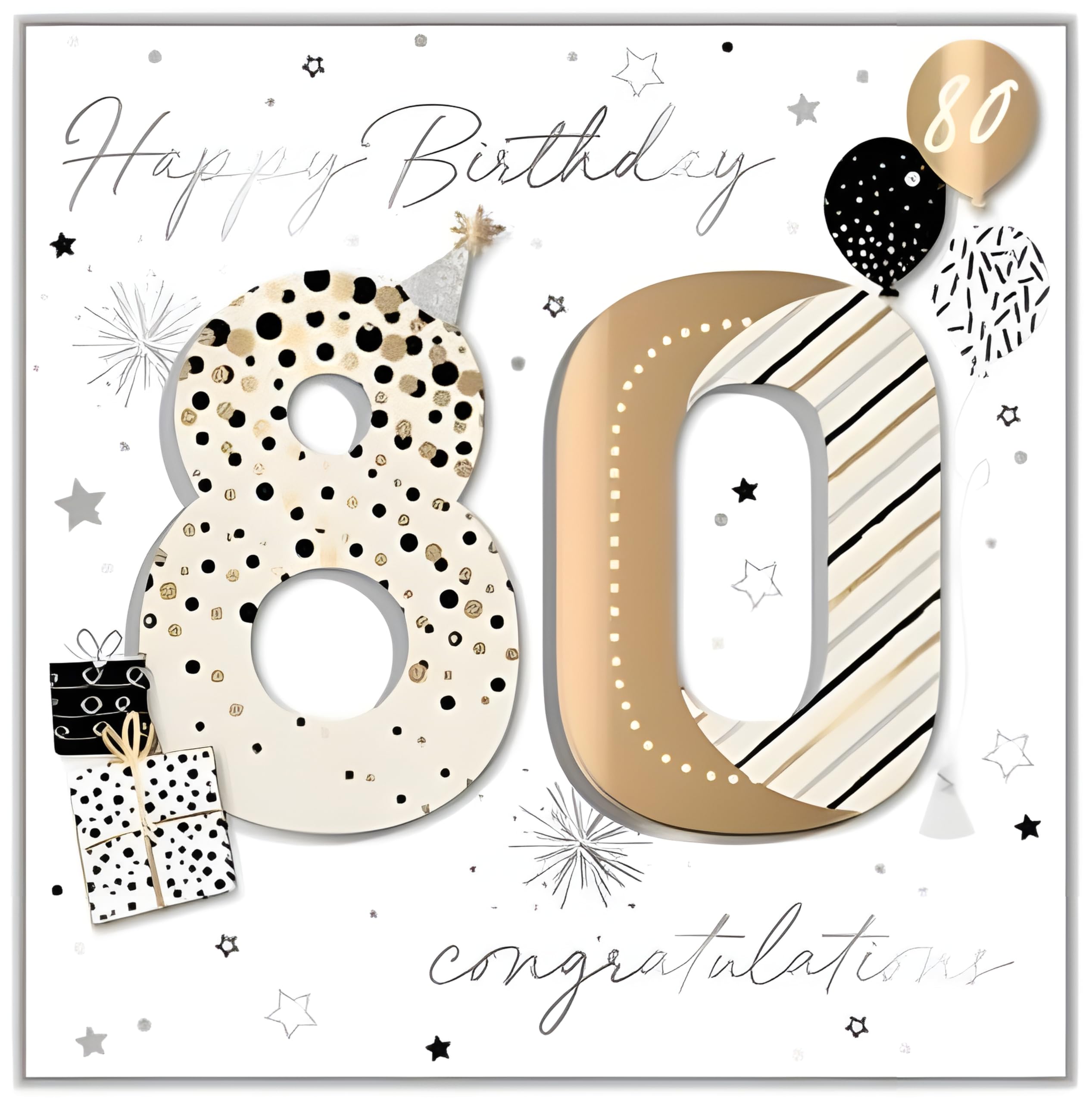 Large Luxury Handmade 80th Birthday Card - Male