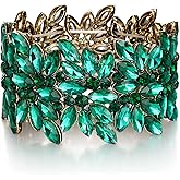 EVER FAITH Wedding Elastic Stretch Bracelet Art Deco Vintage Round Marquise-shaped Crystal Wrist Jewelry for Party Prom