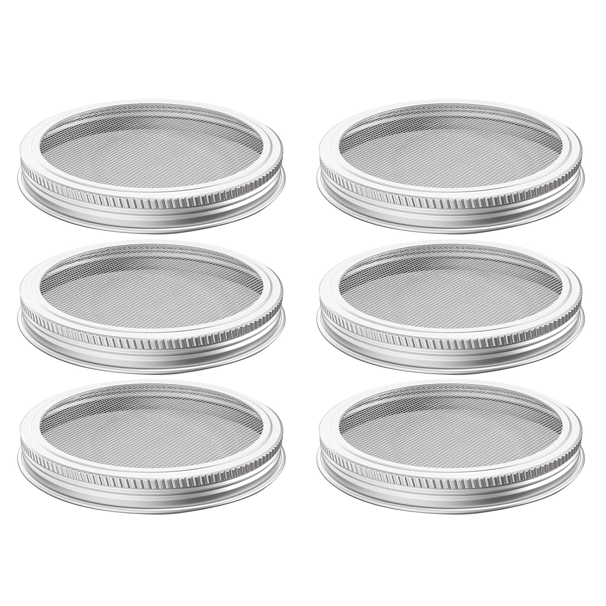 Hsthe Sea 6 Pack Sprouting Jar Screen Lids, 304 Stainless Steel Sprouting Lids for Wide Mouth Mason Jars