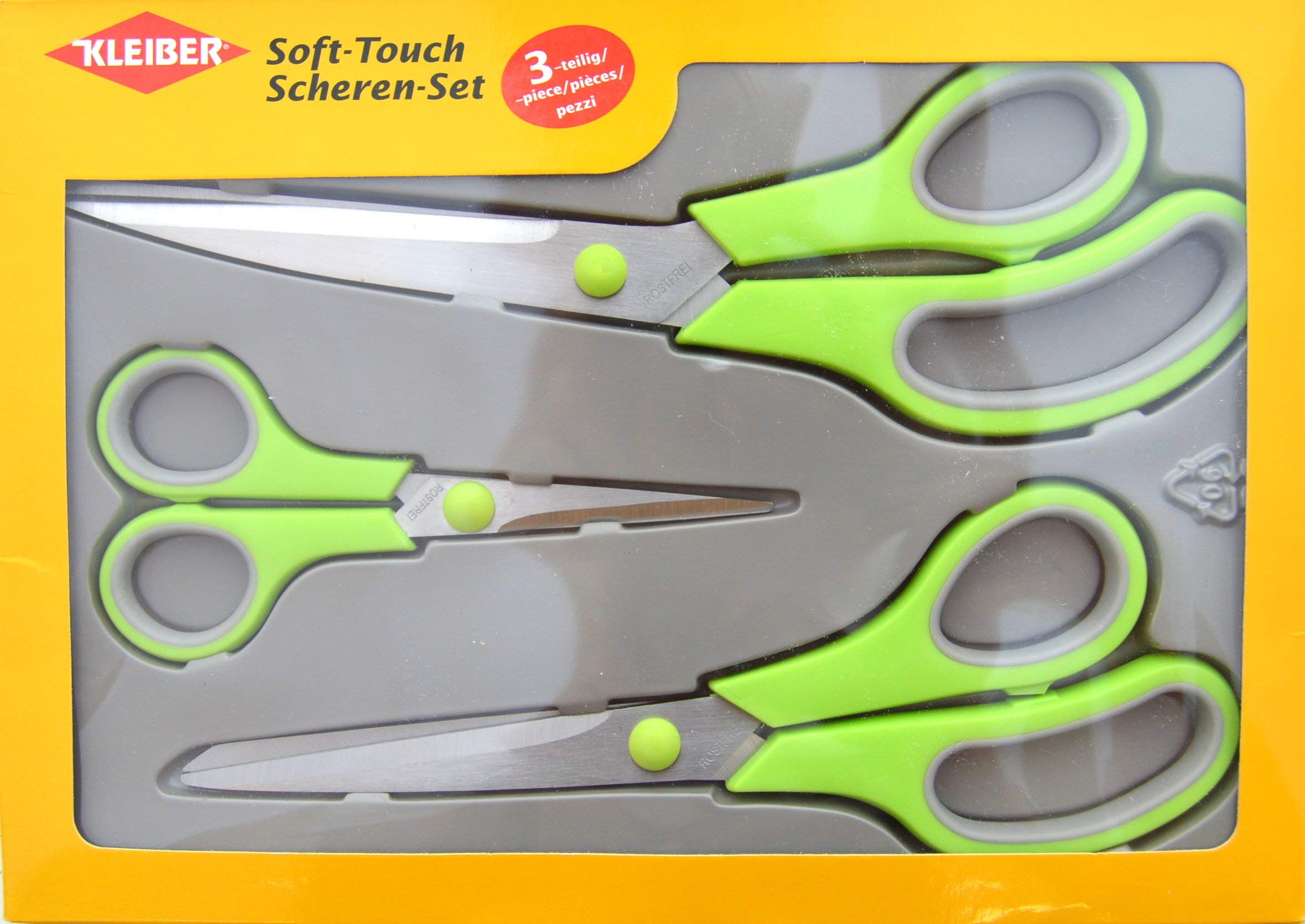 Kleiber 920-94G Soft Touch Scissors Set - 3 Piece - Green , 27 x 19 x 2 cm