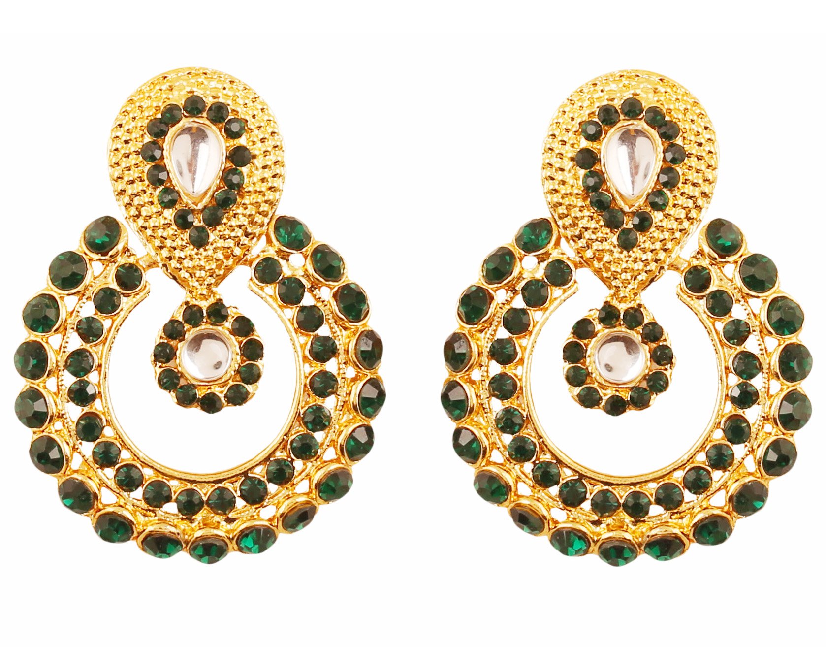 Touchstone Indian Bollywood Round Bali Shape Traditional Kundan Polki Jadau Faux Black Onyx Long Bridal Designer Jewelry Chandelier Earrings For Women In Antique Gold Tone.
