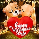 Boveco 4FT Inflatable Valentines Day Outdoor Decorations Couple Bear with Love Heart LED Valentines Blow up Yard Decoration with LED Light for Party Anniversary Wedding Propose Garden Lawn Decor