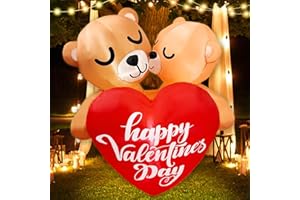Boveco 4FT Inflatable Valentines Day Outdoor Decorations Couple Bear with Love Heart LED Valentines Blow up Yard Decoration with LED Light for Party Anniversary Wedding Propose Garden Lawn Decor