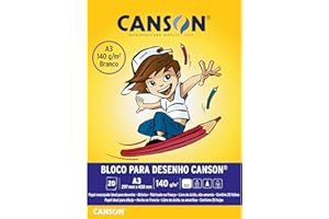 CANSON Escolar, Papel para Desenho em Bloco, Cor Branco, Tamanho A3