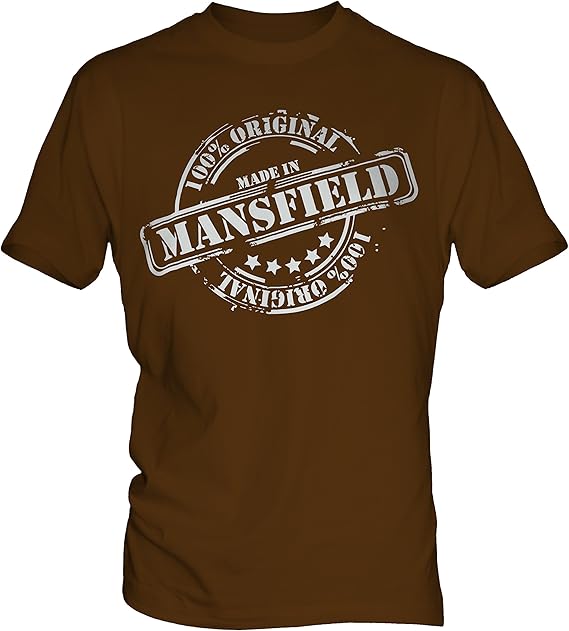 Made In Mansfield Mens TShirt Top, Size XLarge, Colour Chocolate