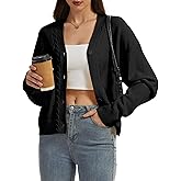 LUXEBOLD Women's Oversized Cardigan Sweater V-Neck Cable Knit Chunky Open Front Sweater Button Down Long Sleeve Coats