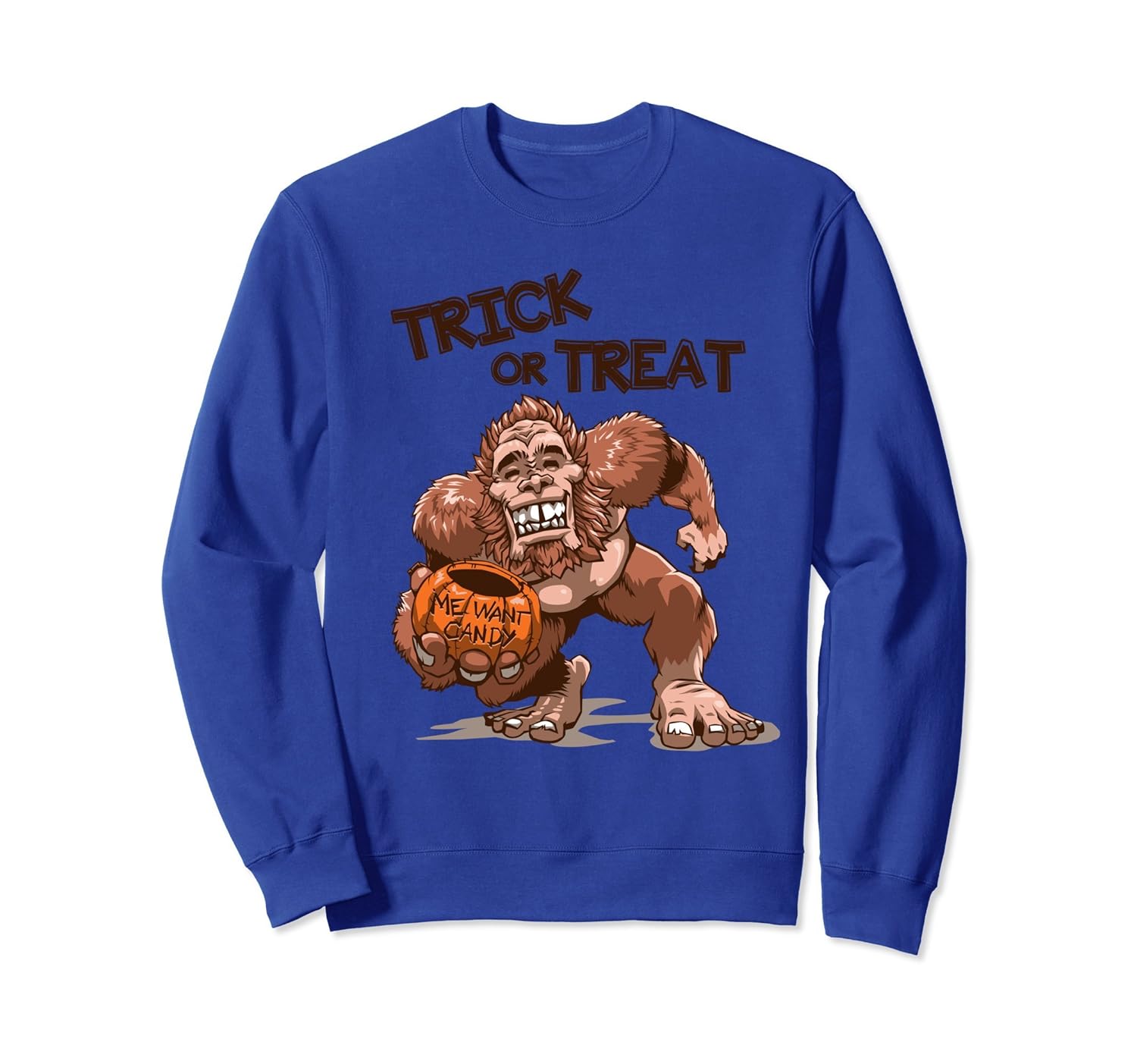 Sasquatch Halloween Trick Treat Sweatshirt, Bigfoot Pumpkin-ANZ