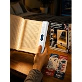 Flat Book Light Page for Reading, 2500mAh Rechargeable Reading Light at Night in Bed, 3 Colors Dimmable &amp; Timer Night Light Full Page Reading Lamp GIFT for Book Lovers, Students, Readers (White)