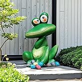 Large Outdoor Sitting Frog Statue - 9" Cute Garden Decor for Yard, Resin Animal Sculpture for Patio & Backyard, Whimsical Fall Frog Garden Decor Gift