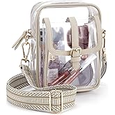 Missnine Clear Bag Stadium Approved PVC Crossbody Purse for Women Transparent Shoulder Concert Bag with Guitar Strap