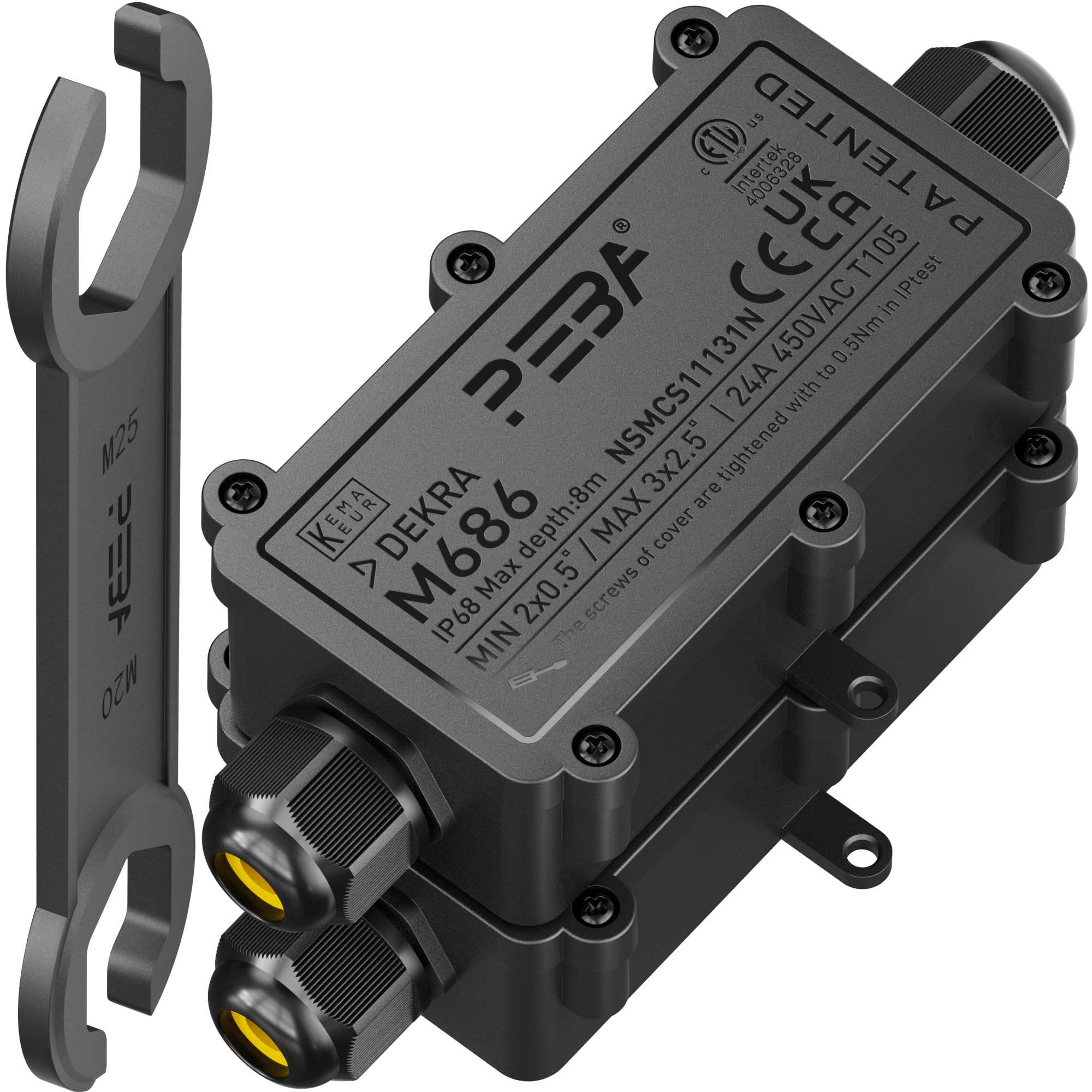 PEBA Waterproof Junction Box 2-Way Cable Connector Outdoor IP68 External for 4mm-8mm and 8mm-12mm Cable Diameter(Pack of 2) — image 1