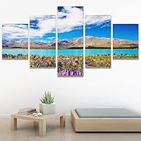 SIGNWIN 5 Panel Canvas Wall Art Modern Art Dramatic Farmhouse/Country Mountain Multicolor Nature Photography for Home Decorations Ready to Hang - 60