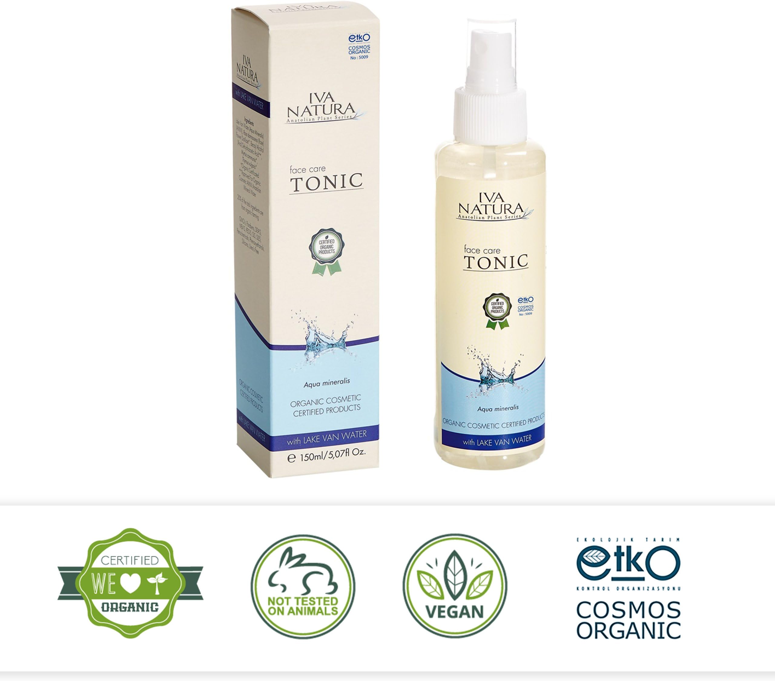Iva Natura New Face Skin Care Certified Organic Cosmetic Face Care Tonic with Lake Van Water, Pack of 1
