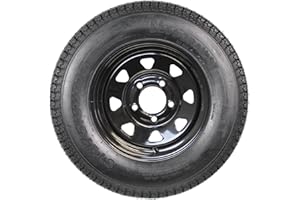 eCustomrim Trailer Tire On Rim Bias Ply ST175/80D13 175/80 D 13 Load Range C 5-4.5 Black Spoke Wheel - 2 Year Warranty w/Free Roadside