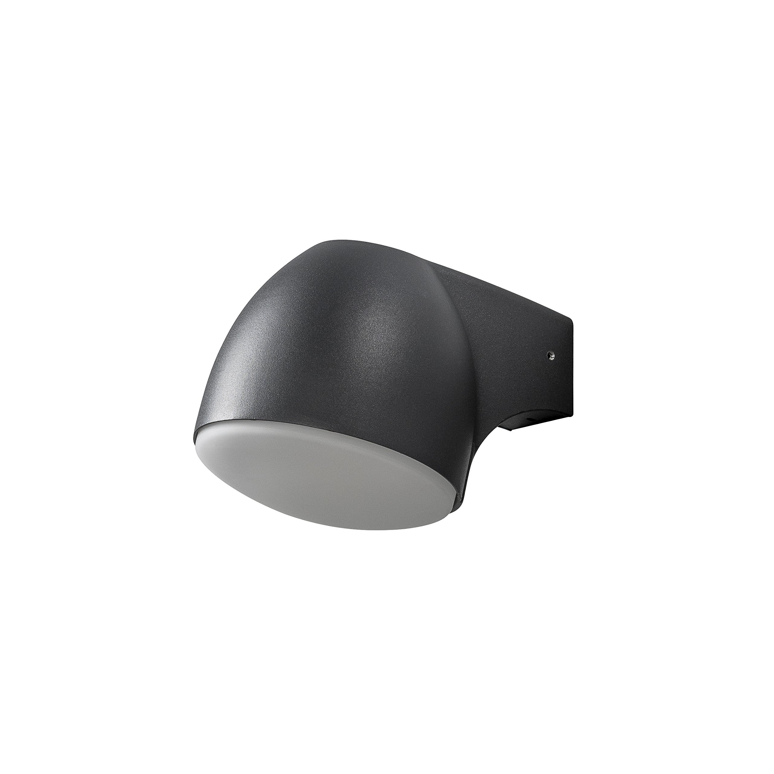 Konstsmide 7531-750 Ferrara Down Outdoor Wall Light Up/High Power 4 W Wall Lamp/Frosted-Opal Glass Lens/Aluminium/ IP44/ Outside Light Black