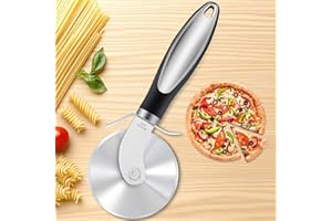 Pizza Slicer - Sharp Stainless Steel Pizza Cutter Wheel with Non-Slip Soft Grip Handle - Multi-Purpose Roller Cutter for Pizz