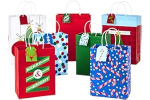 Hallmark Christmas Assorted Gift Bag Bundle with Mix-n-Match Gift Tags, Traditional (Pack of 7 : 3 Large 13", 4 Medium Gift Bags 9"; 7 Gift Tags)