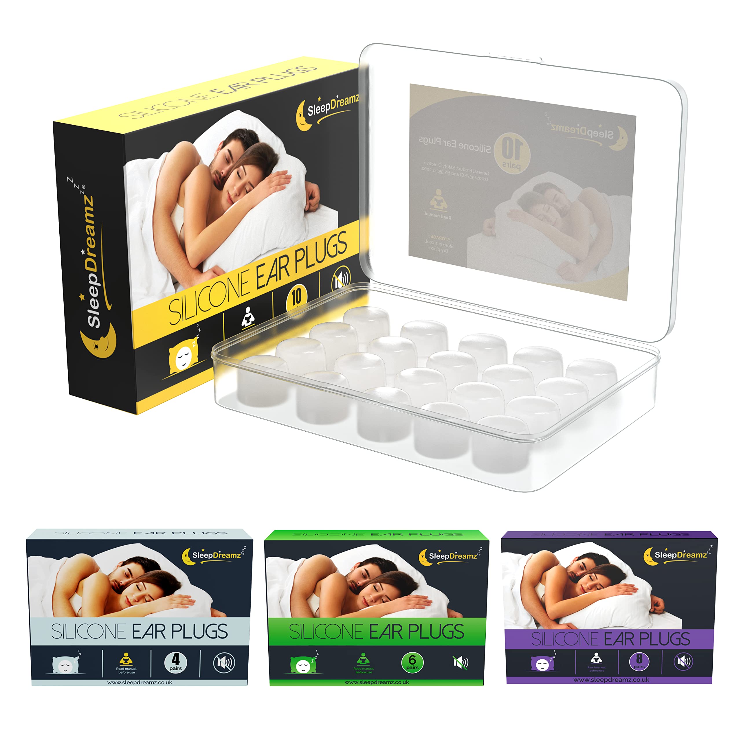 Premium Ear Plugs for Sleeping - 10 Pairs, White - Noise-Cancelling Earplugs for Peaceful & Uninterrupted Sleep - Soft & Comfortable Silicone Ear Plugs for Work, Concerts & Travel by SleepDreamz โ image 1